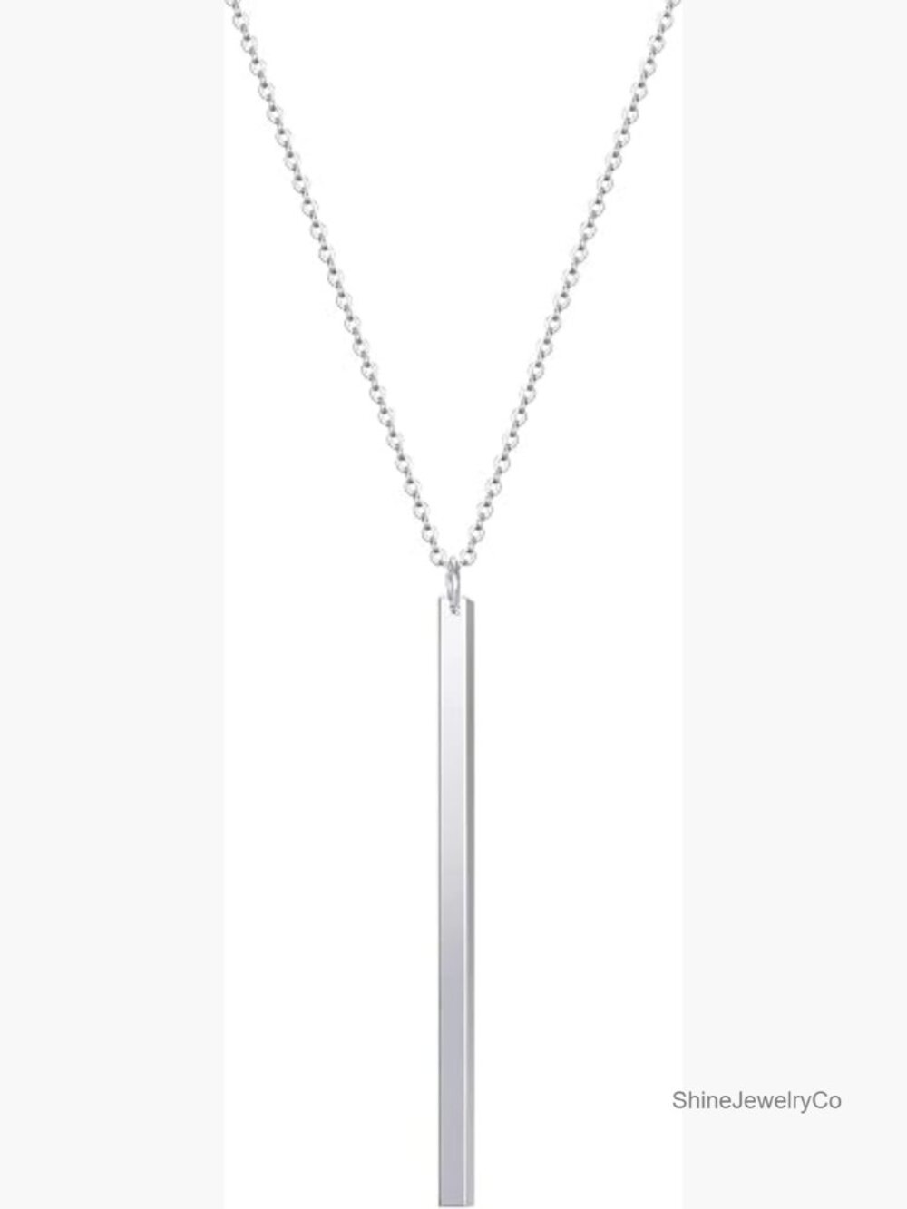 Long Bar Pendant Necklace and Earrings Set Simple Lariat Chain Dangle Jewelry